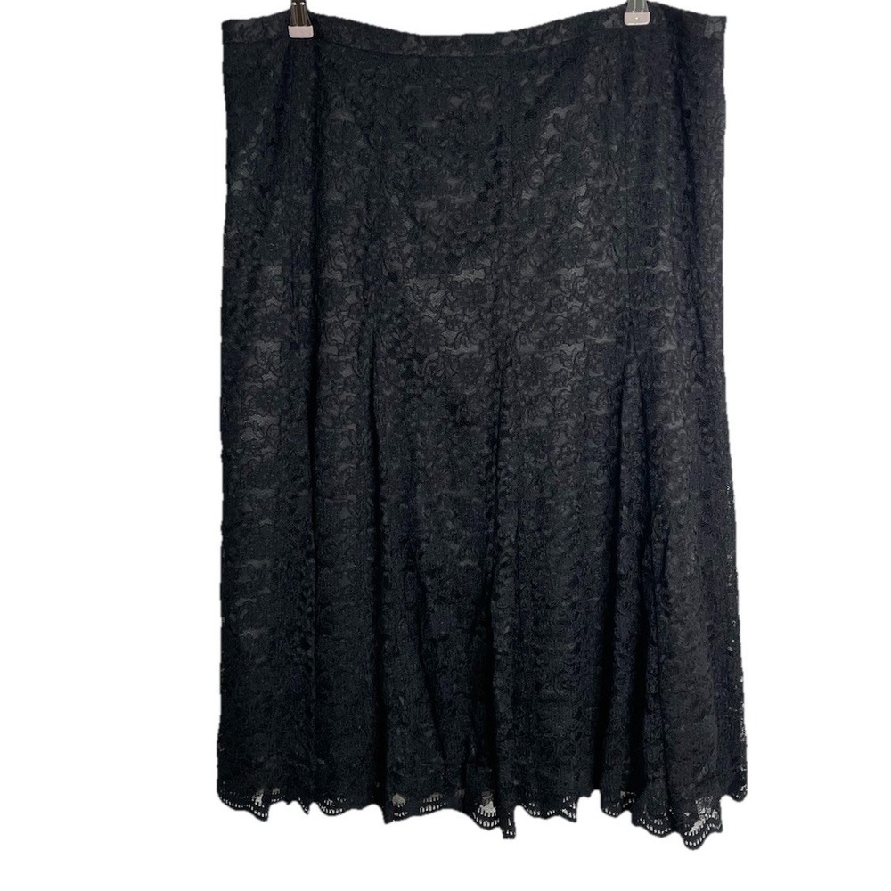 Style Co Lace Midi A Line Skirt Black Romantic Vampire Minimalist Whimsy 18W